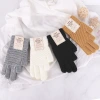 Factory direct sales of warm fleece winter gloves, women's two-finger leaky office writing woolen knitted gloves, wholesale from street stalls details Picture